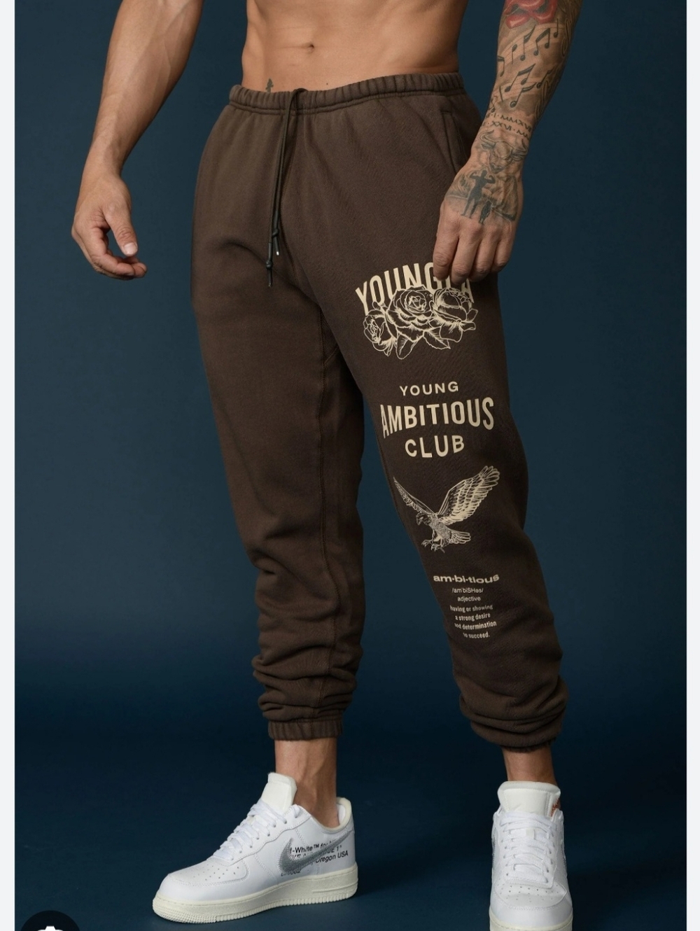 YoungLA‎ Men's Jogger Pants Sweatpants Size M Young Ambitious Club Brown